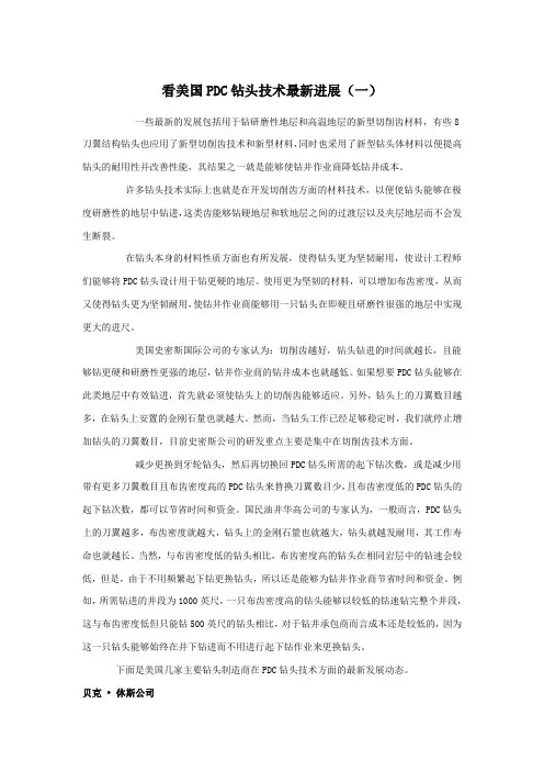 看美国PDC钻头技术最新进展(2011)