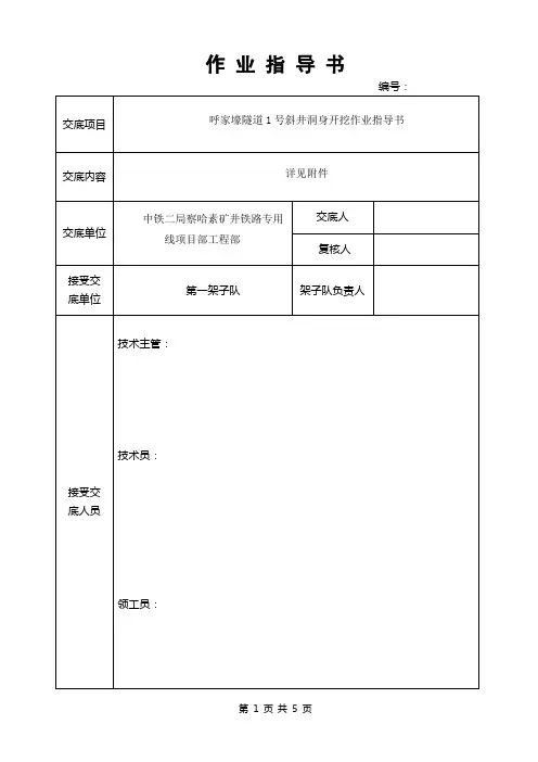 洞身开挖作业指导书