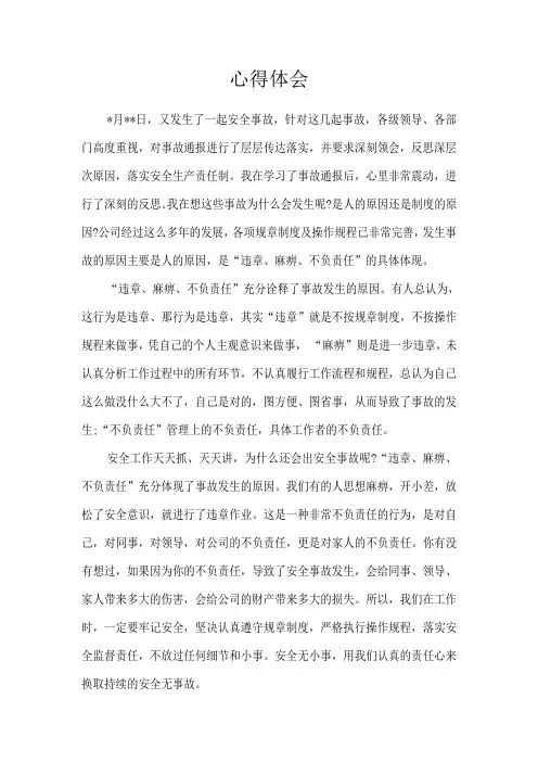 安全心得体会
