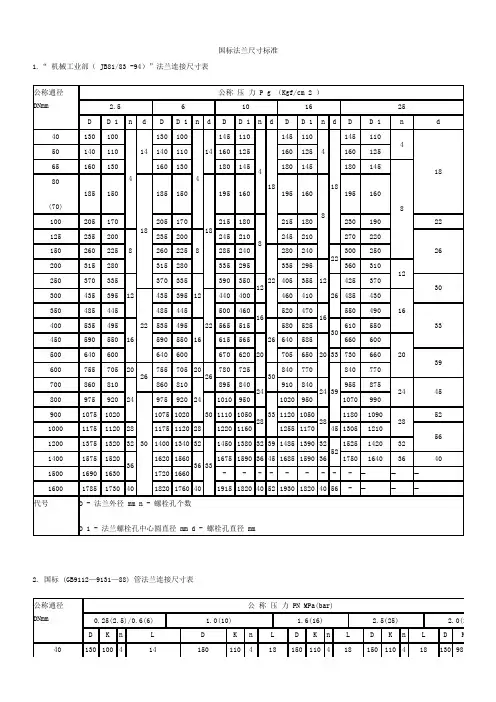 国标法兰尺寸标准