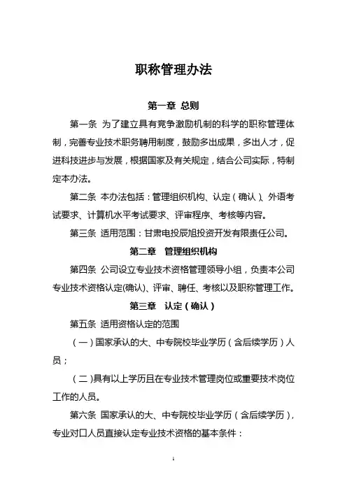 专业技术职称管理办法