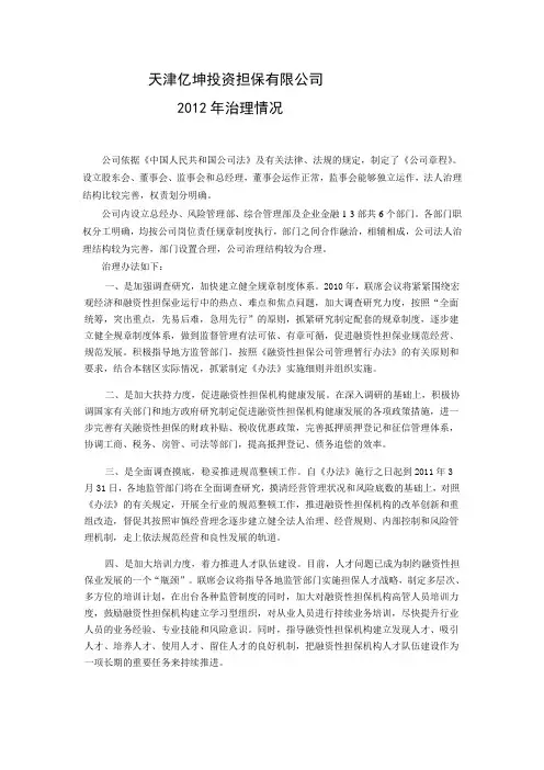 担保公司治理情况