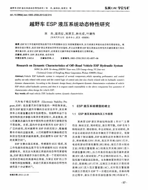 越野车ESP液压系统动态特性研究