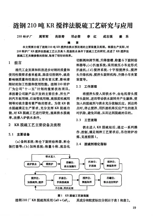 涟钢210吨KR搅拌法脱硫工艺研究与应用