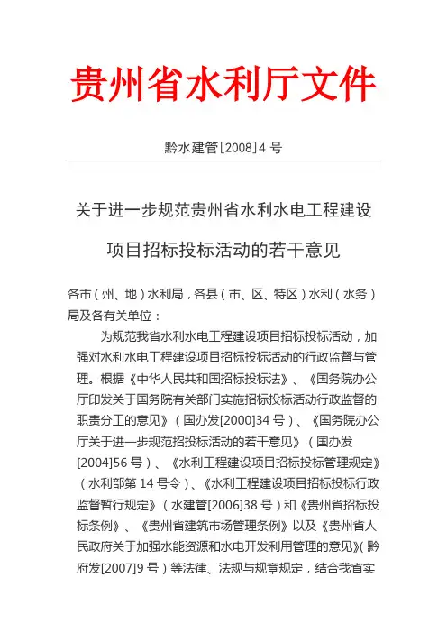 项目招标投标活动的若干意见