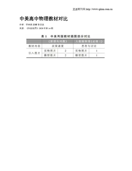 中美高中物理教材对比