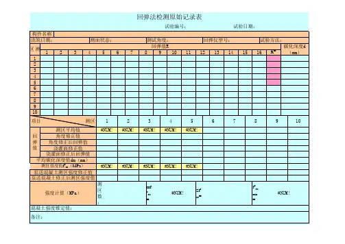 回弹仪数据自动表格