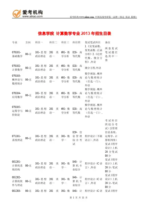 2015中国人民大学计算数学考研 招生人数 参考书 报录比 复试分数线 考研真题 考研经验 招生简章