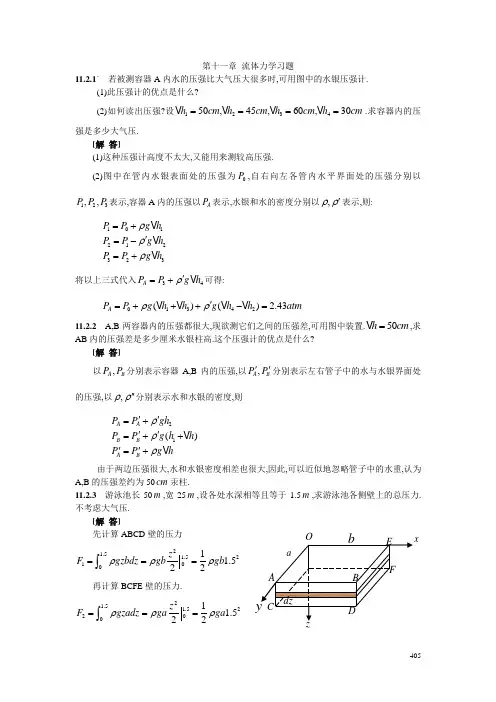 第十一章流体力学习题