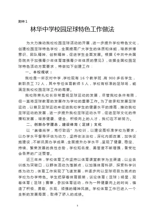 校园足球特色工作做法