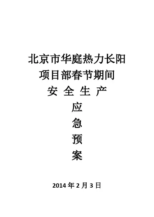节日期间安全生产运行应急预案