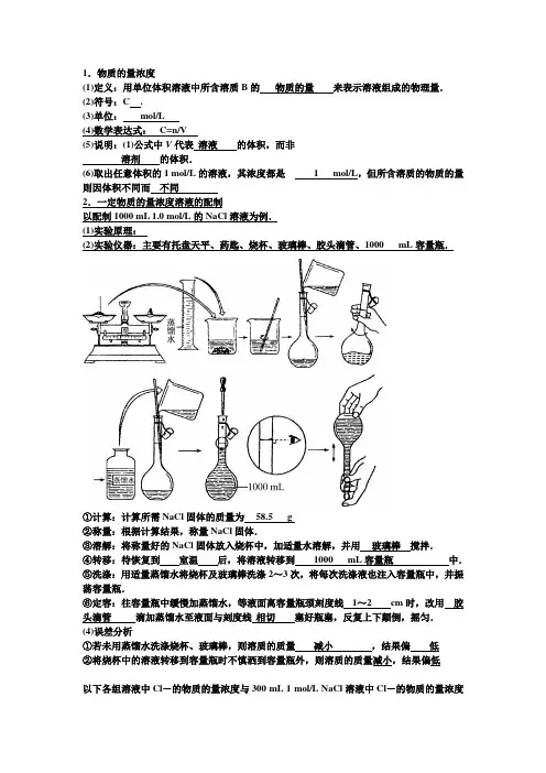 物质的量知识点