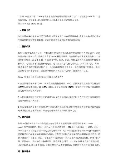 加洲65项有害物质检测
