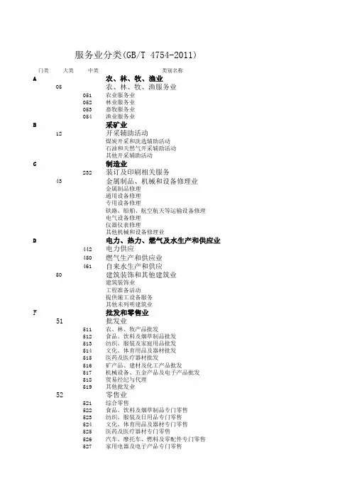 国民经济行业分类(服务业)