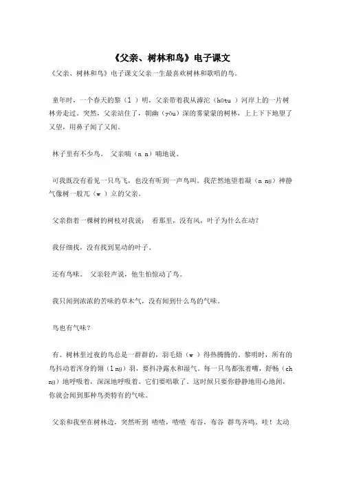 《父亲、树林和鸟》电子课文