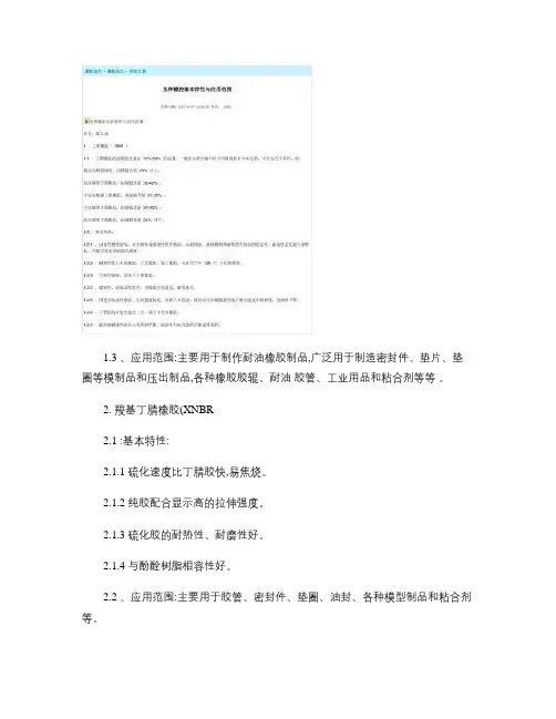 各种橡胶基本特性(精)