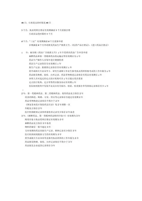 药事管理与法规时间总结