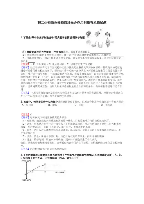 初二生物绿色植物通过光合作用制造有机物试题
