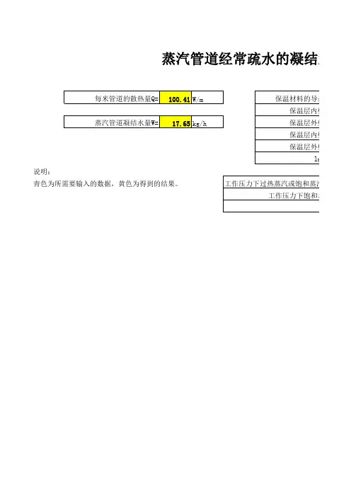 蒸汽管道经常疏水凝结水量的计算