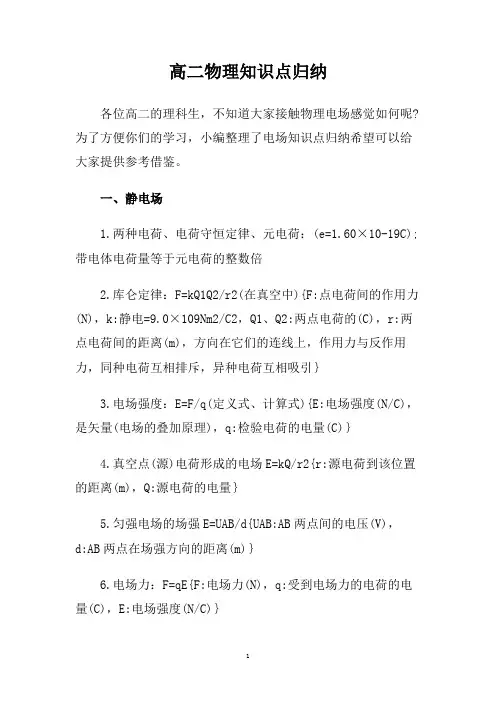 高二物理知识点归纳.doc