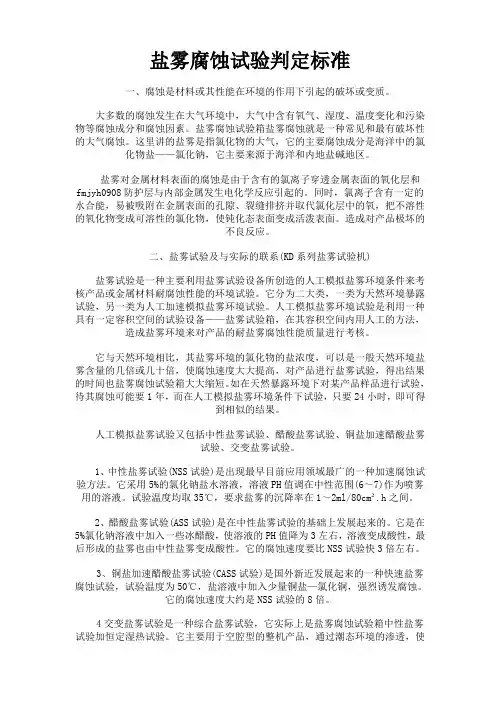 盐雾腐蚀试验判定标准