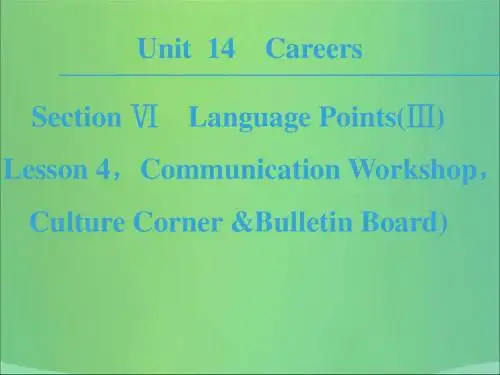 2019高中英语Unit14CareersSectionⅥLanguagePointsⅢLesson4CommunicationWorkshop,CultureCorner