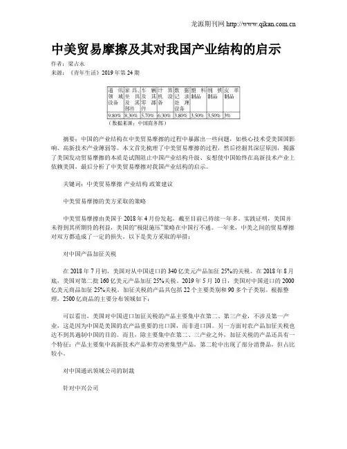 中美贸易摩擦及其对我国产业结构的启示