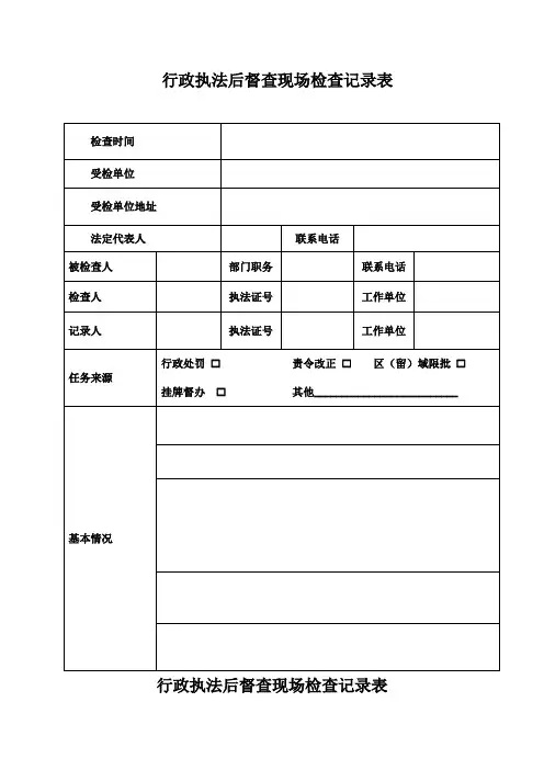 行政执法后督查现场检查记录表