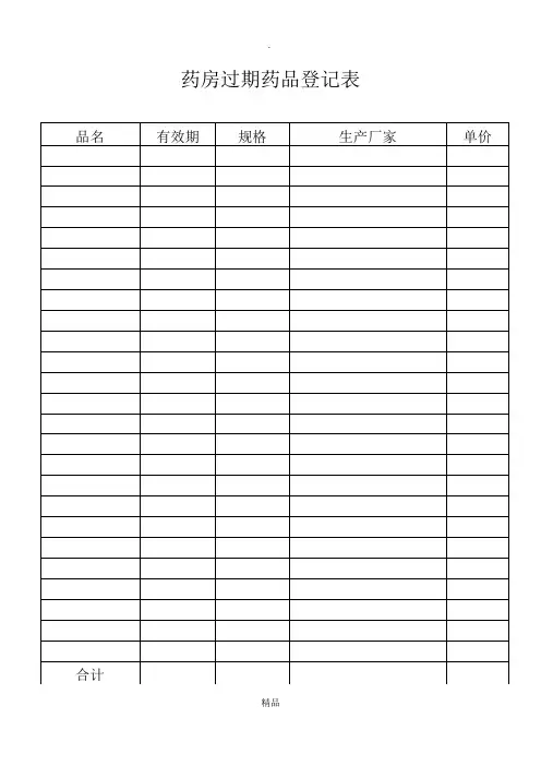 药房过期药品登记表