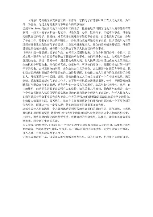《母亲》读后感 2