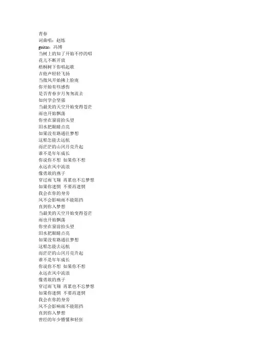 《青春》 歌词