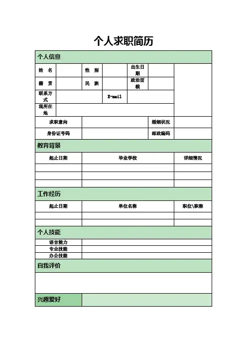 (标准版)个人表格简历模板空白个人简历