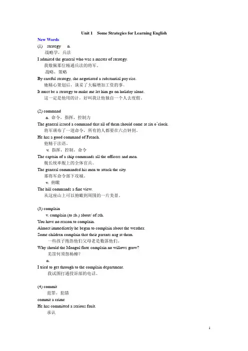 Unit 1 some strategies for learning English