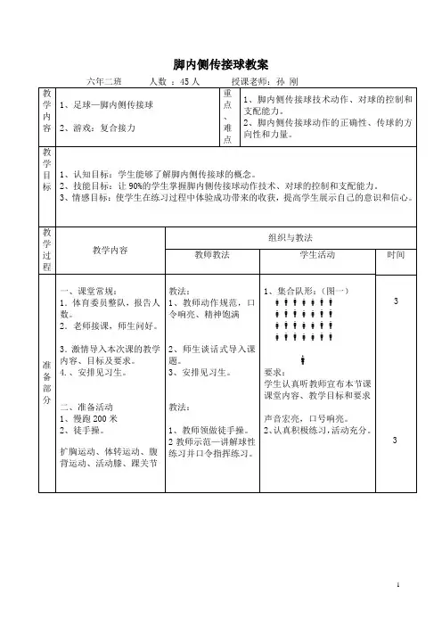 脚内侧传接球教案