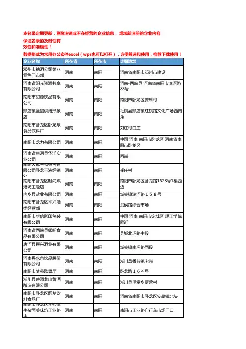 2020新版河南南阳饮料企业公司名录名单黄页联系方式大全305家