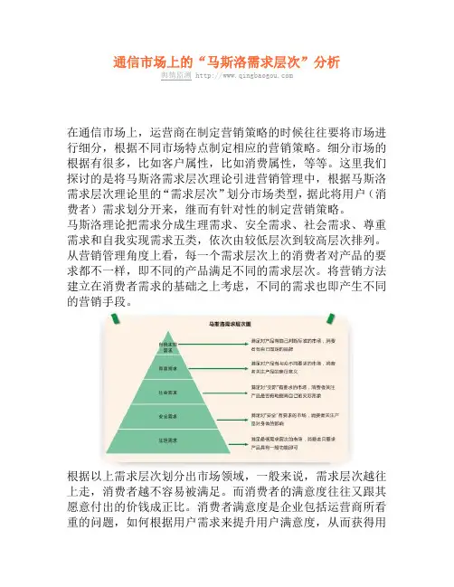 通信市场上的“马斯洛需求层次”分析