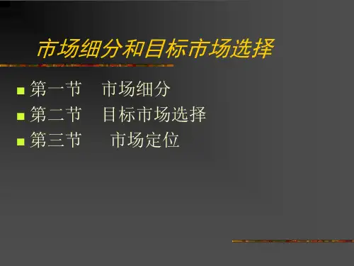 STP市场细分和目标市场选择