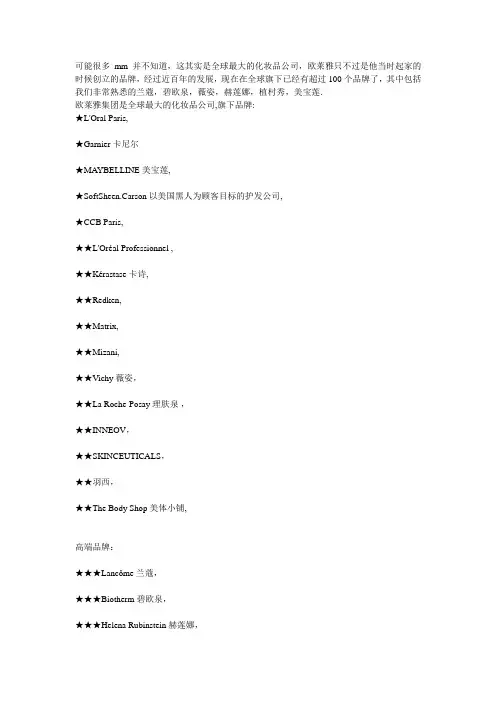 国际化妆品品牌介绍