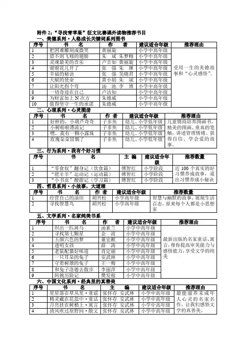 课外读物推荐书目