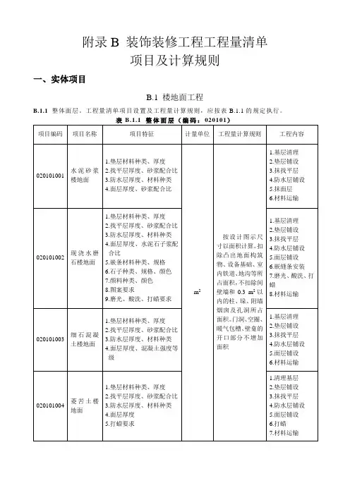 清单规范附录B