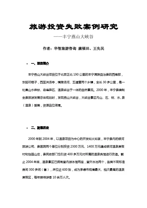 旅游投资失败案例
