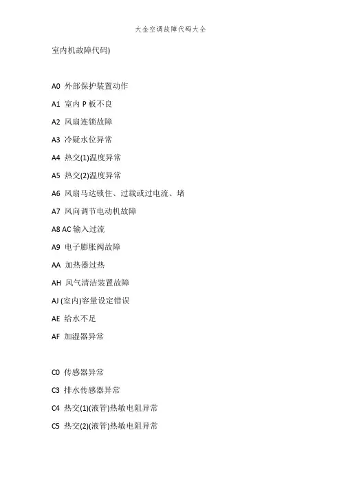 大金空调故障代码大全 2