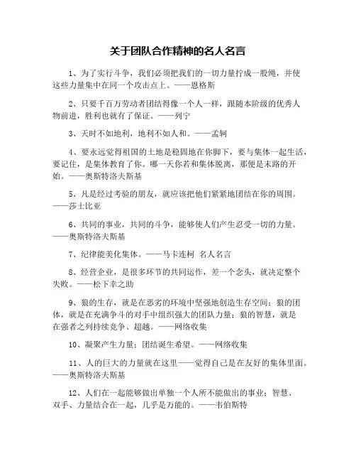 关于团队合作精神的名人名言 2