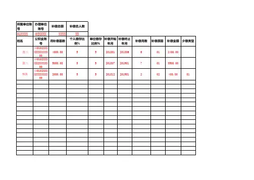 广州住房公积金管理中心补缴批处理文件填写样式