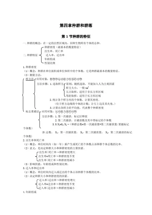 4.1 种群的特征知识点
