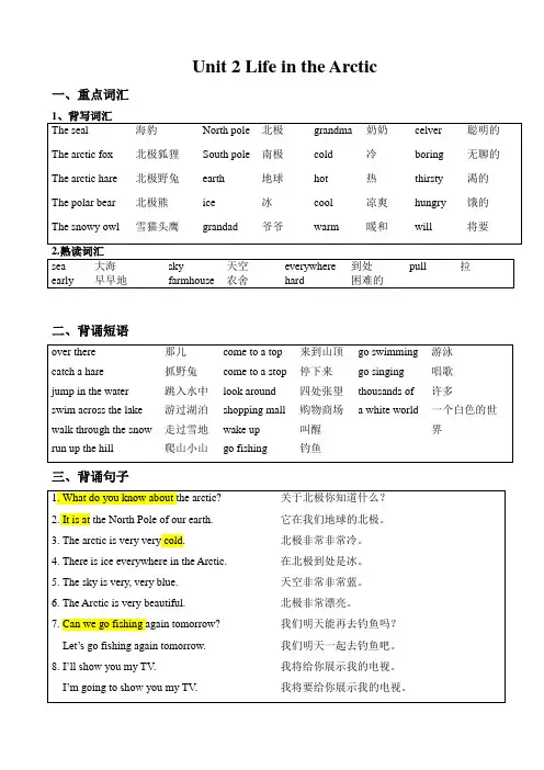 剑桥(join in)版2019-2020年五年级英语下册单元知识梳理 Unit 2