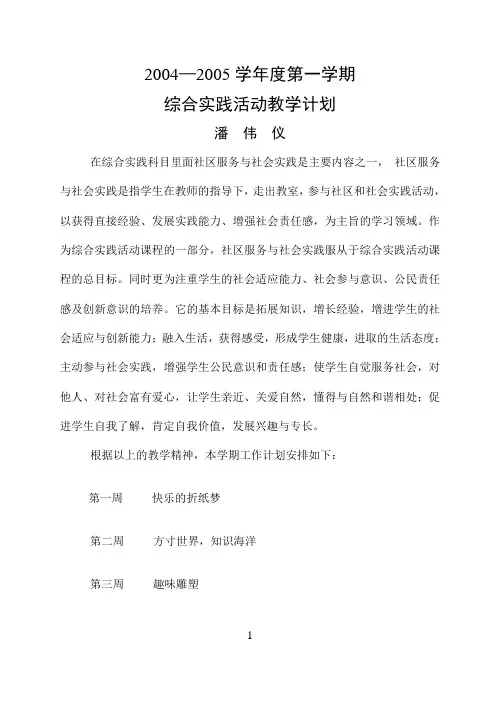2004第一学期综合计划潘伟仪