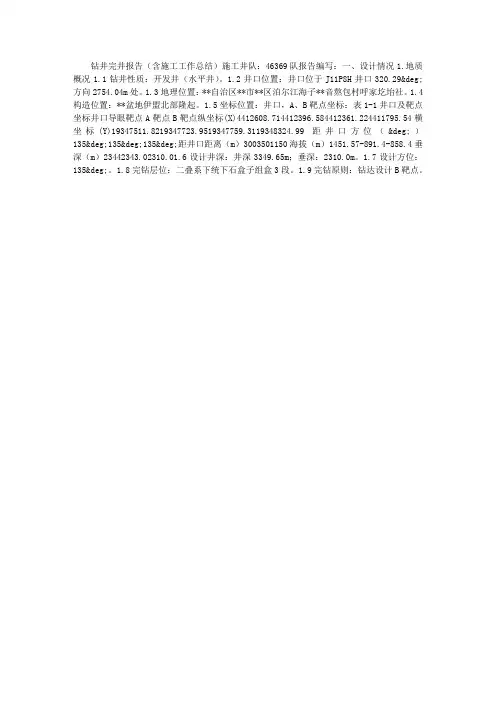 钻井完井报告