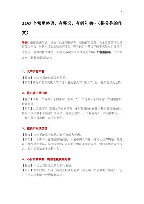 100个通用俗语