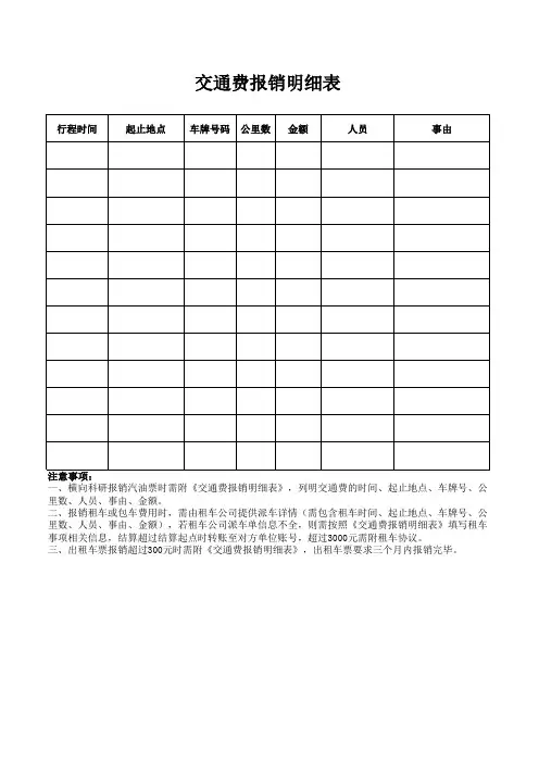 (新版)交通费报销明细表